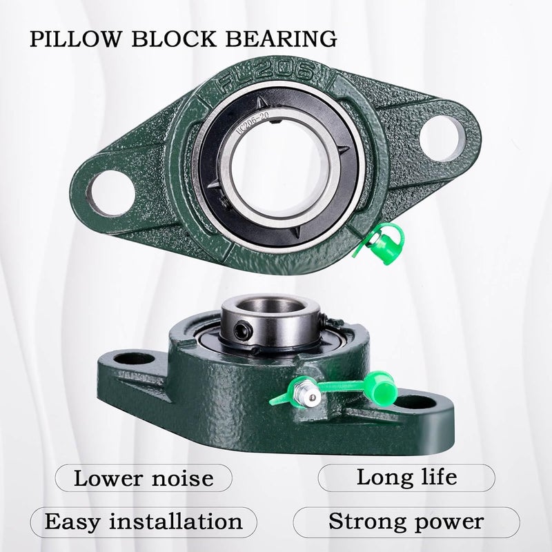 SHINICO Pillow Block Bearing 1 1/4 inch Shaft Bore, Flange Mounted UCFL206-20, Solid Cast Iron Base, Swamp Cooler Parts, Self-Aligning, 2Pack - Image 4